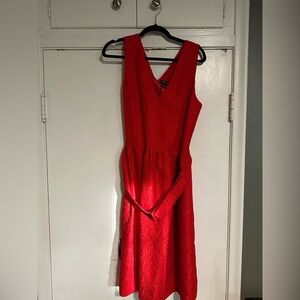 Red Rose Jacquard Fit & Flare Romantic Fits Modern 14 Vintage Sz 18 J. Peterson